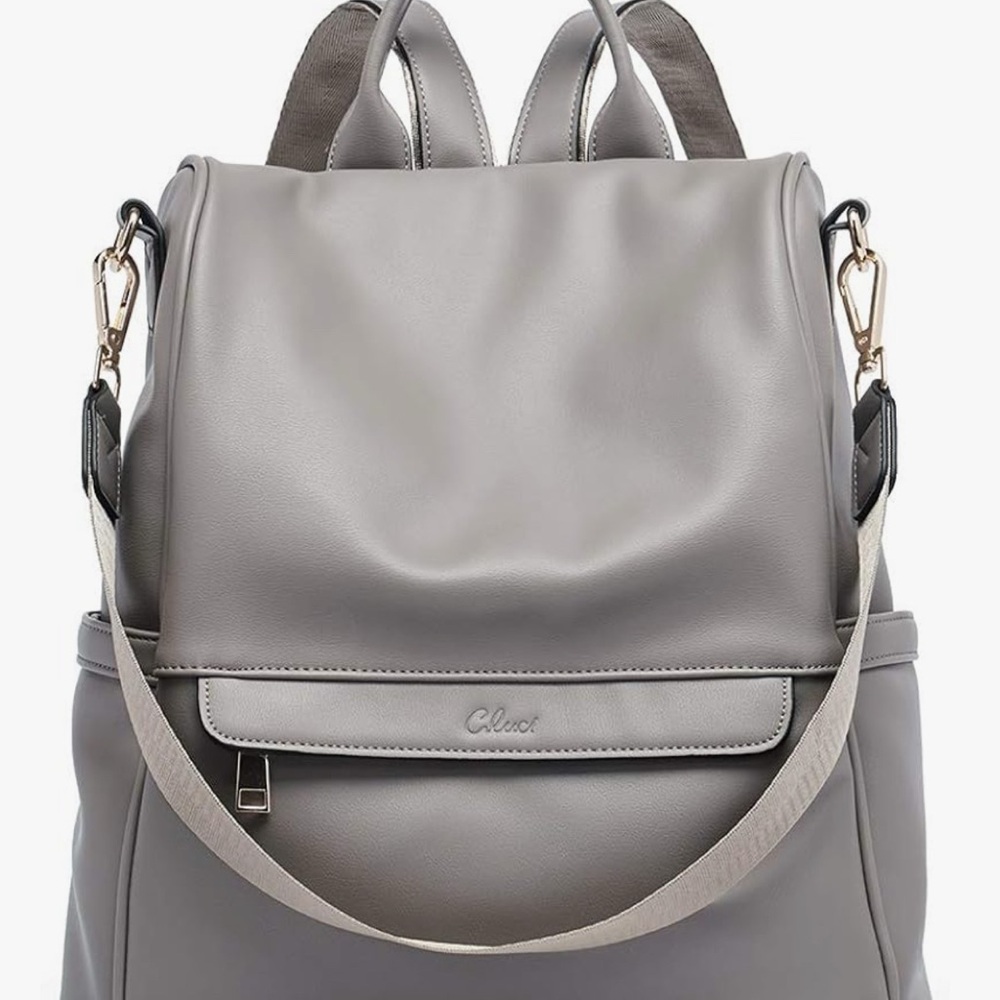 Chic Gray Leather Backpack By Cluci - image 1